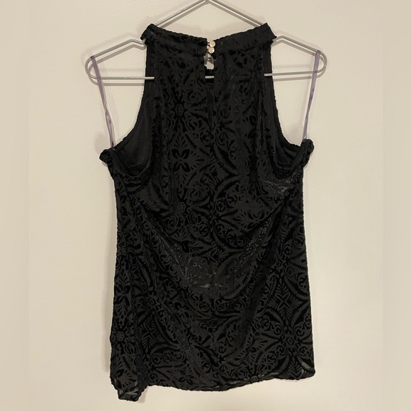 Sloane & Sadie Black Sheer Floral Lace Velour Tank Top Top Shirt Size Large - Picture 3 of 5